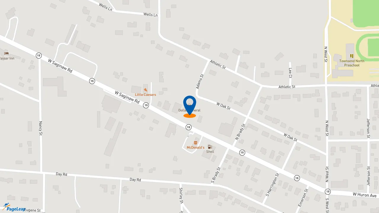 https://pageleap.com map showing location of Taco Bell in Vassar.