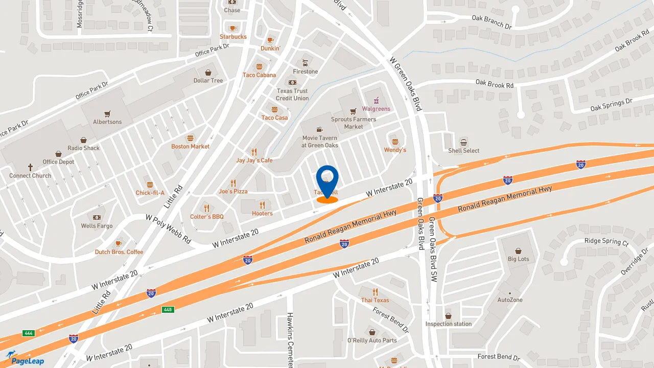 https://pageleap.com map showing location of Taco Bell in Arlington.