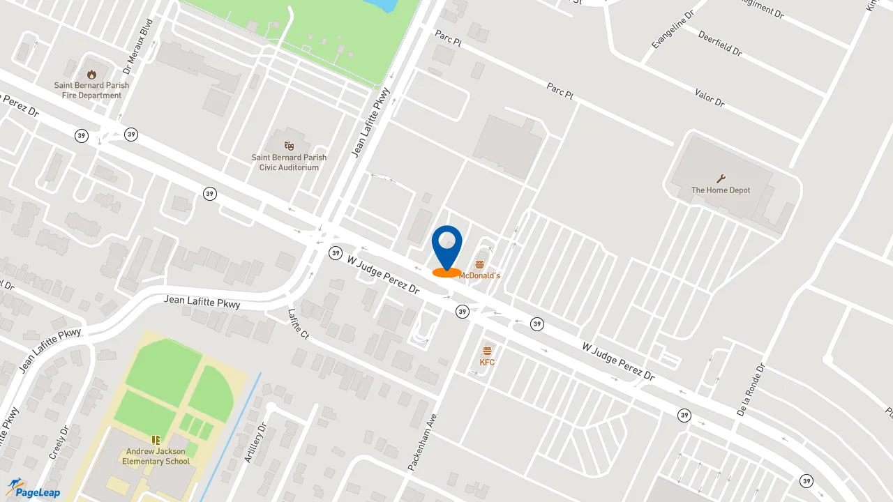 https://pageleap.com map showing location of Taco Bell in Chalmette.