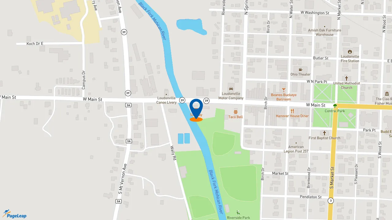 https://pageleap.com map showing location of Taco Bell in Loudonville.