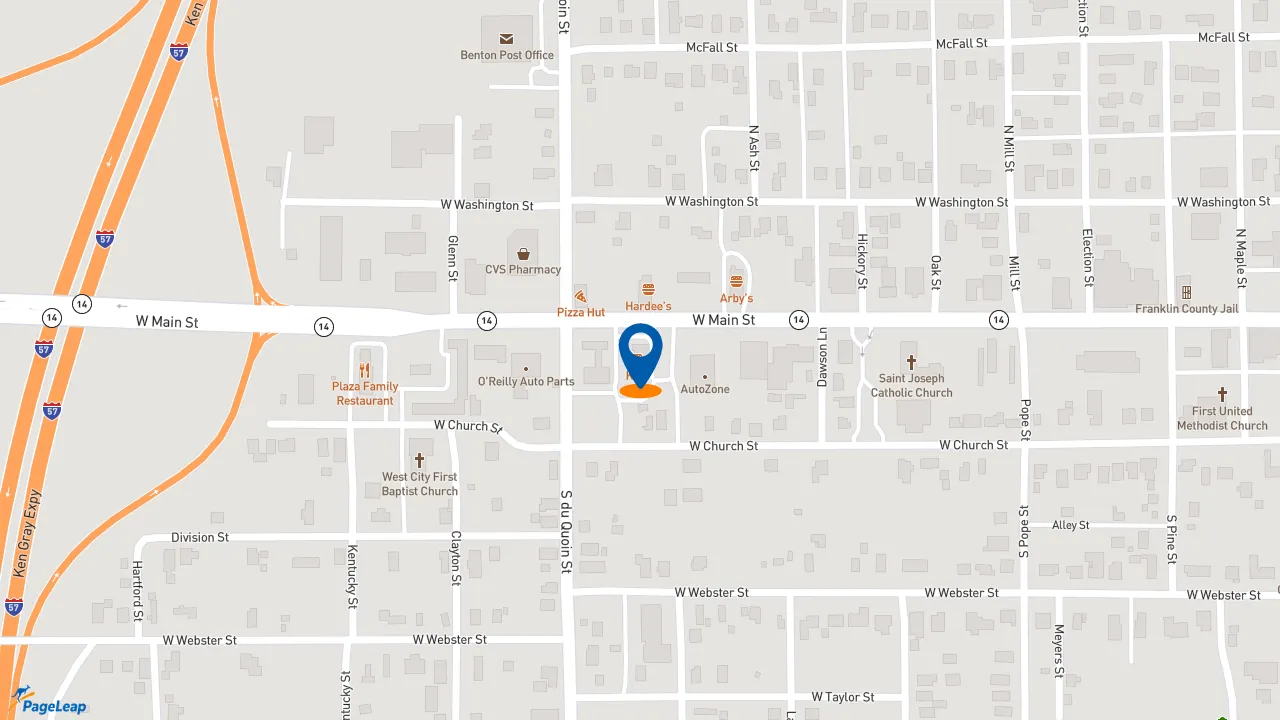 https://pageleap.com map showing location of Taco Bell in Benton.