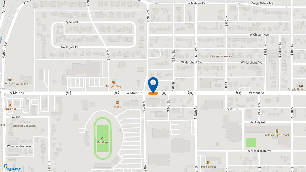 https://pageleap.com map showing location of Taco Bell in Artesia.