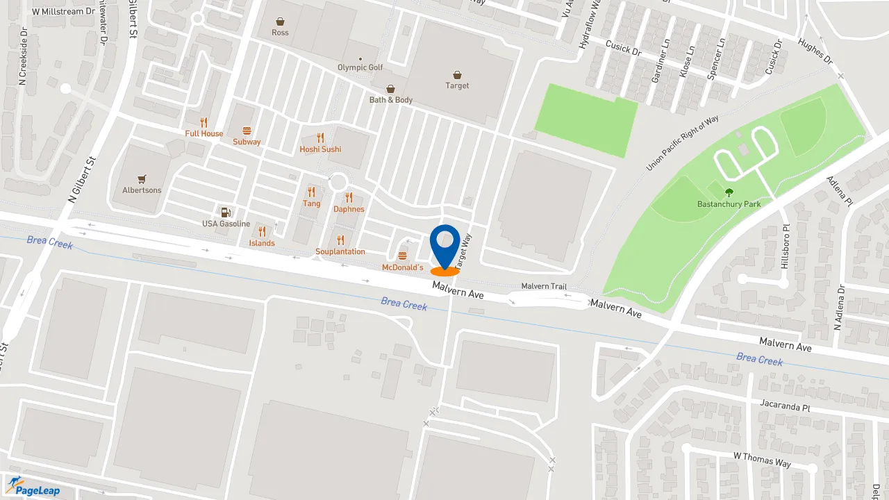 https://pageleap.com map showing location of Taco Bell in Fullerton.
