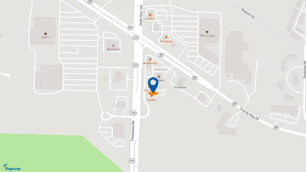 https://pageleap.com map showing location of Taco Bell in Sussex.