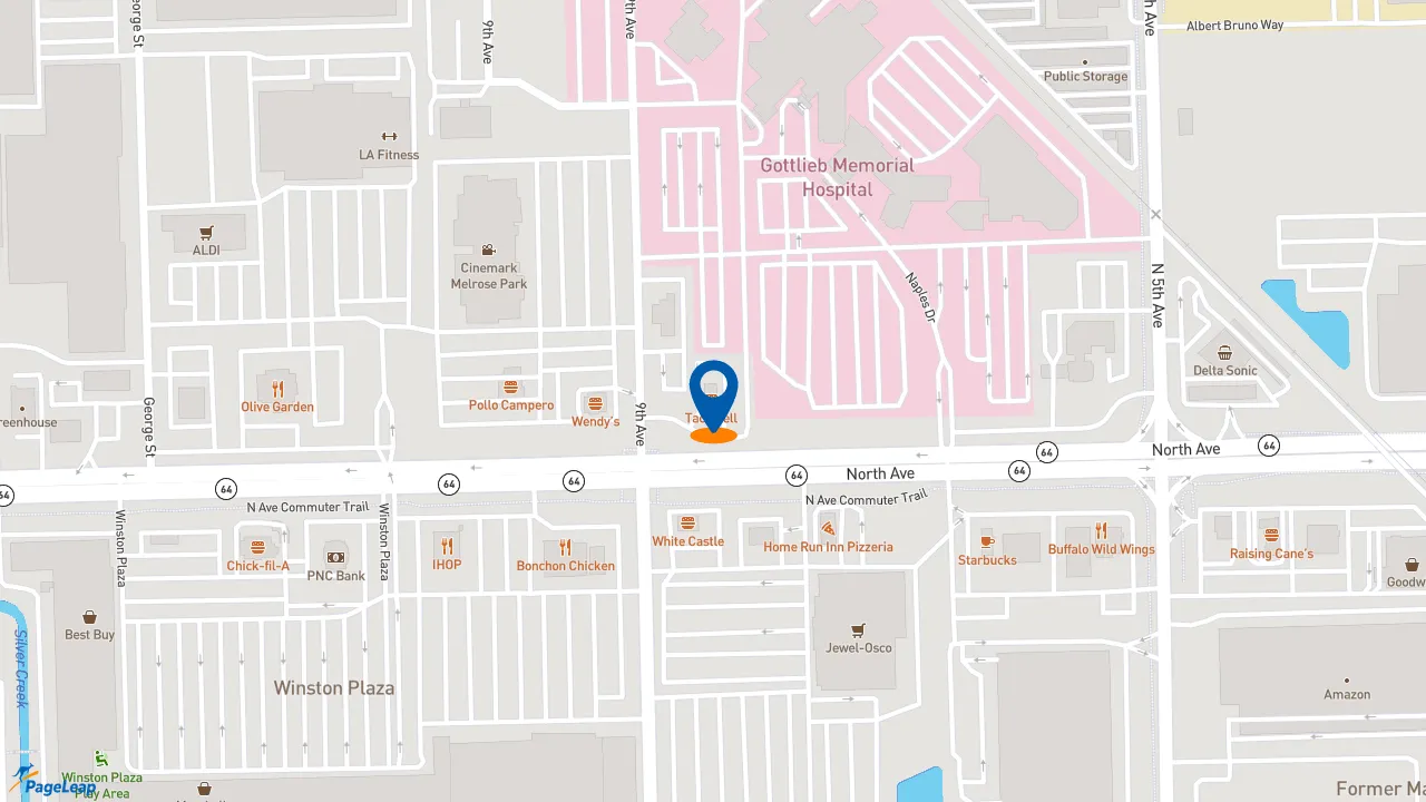https://pageleap.com map showing location of Taco Bell in Melrose Park.