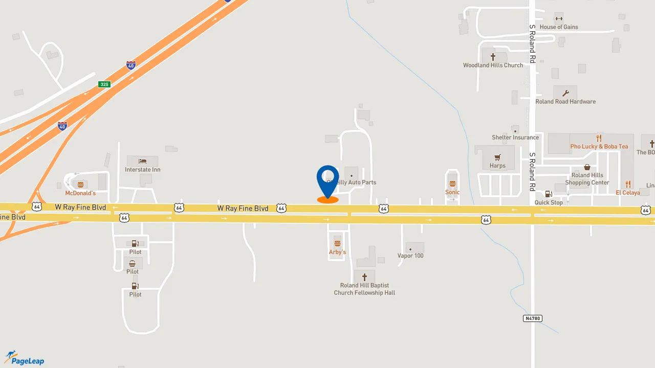 https://pageleap.com map showing location of Taco Bell in Roland.
