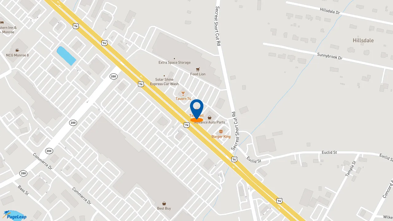 https://pageleap.com map showing location of Taco Bell in Monroe.