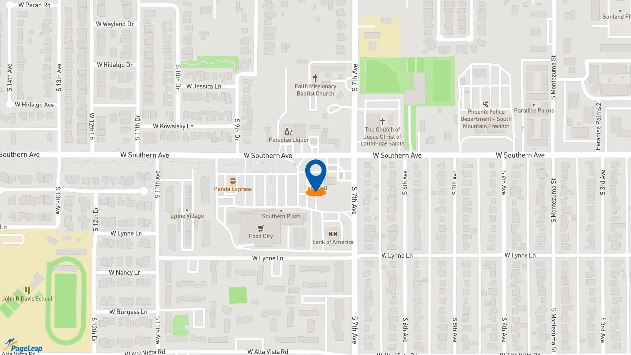 https://pageleap.com map showing location of Taco Bell in Phoenix.