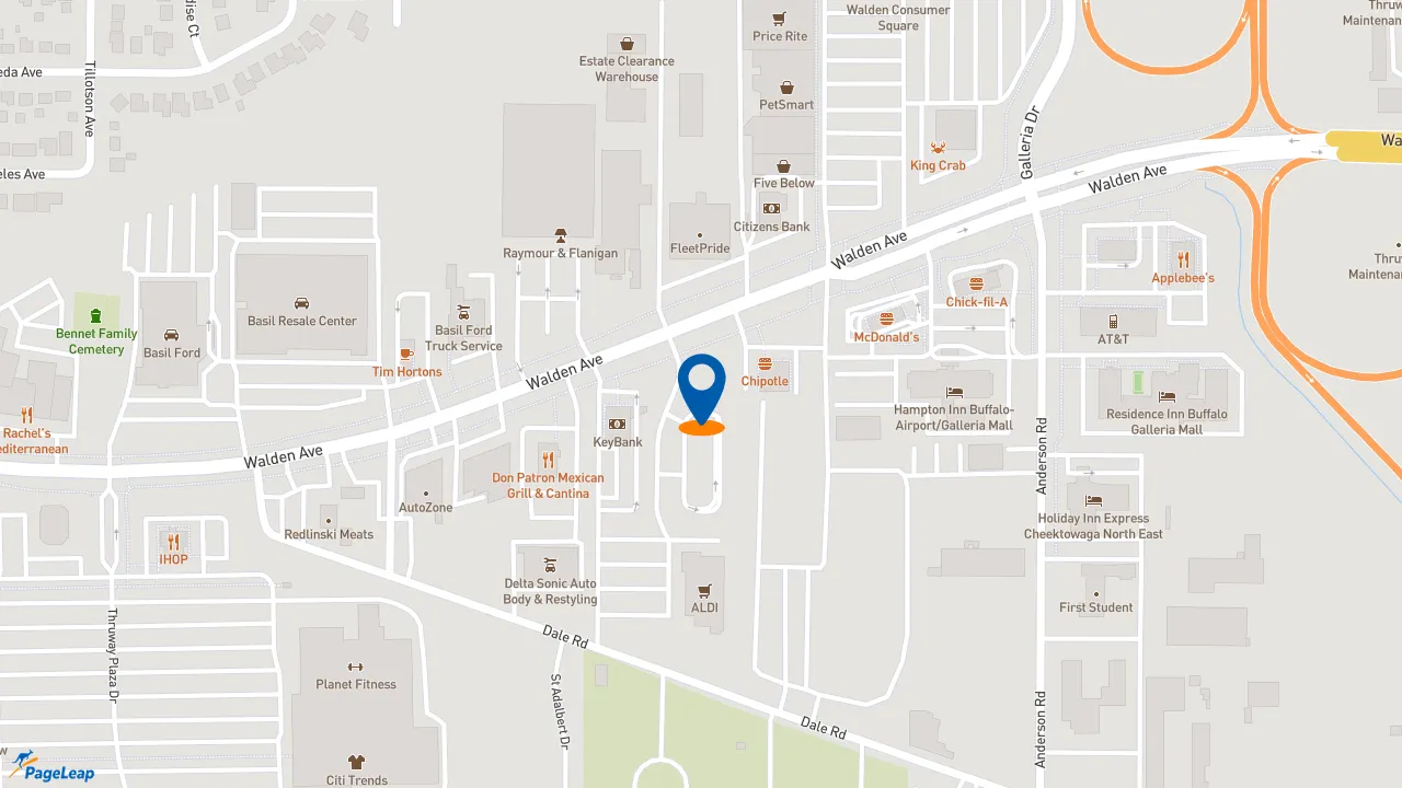 https://pageleap.com map showing location of Taco Bell in Cheektowaga.