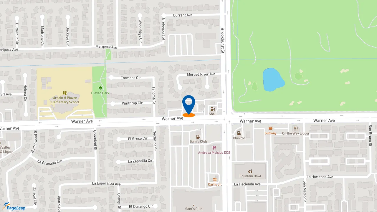 https://pageleap.com map showing location of Taco Bell in Fountain Valley.