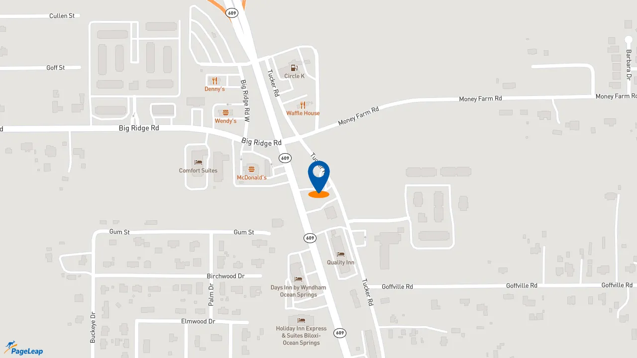 https://pageleap.com map showing location of Taco Bell in Ocean Springs.