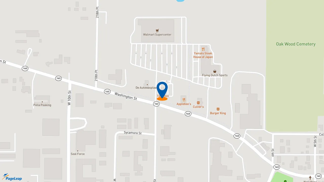 https://pageleap.com map showing location of Taco Bell in Pella.