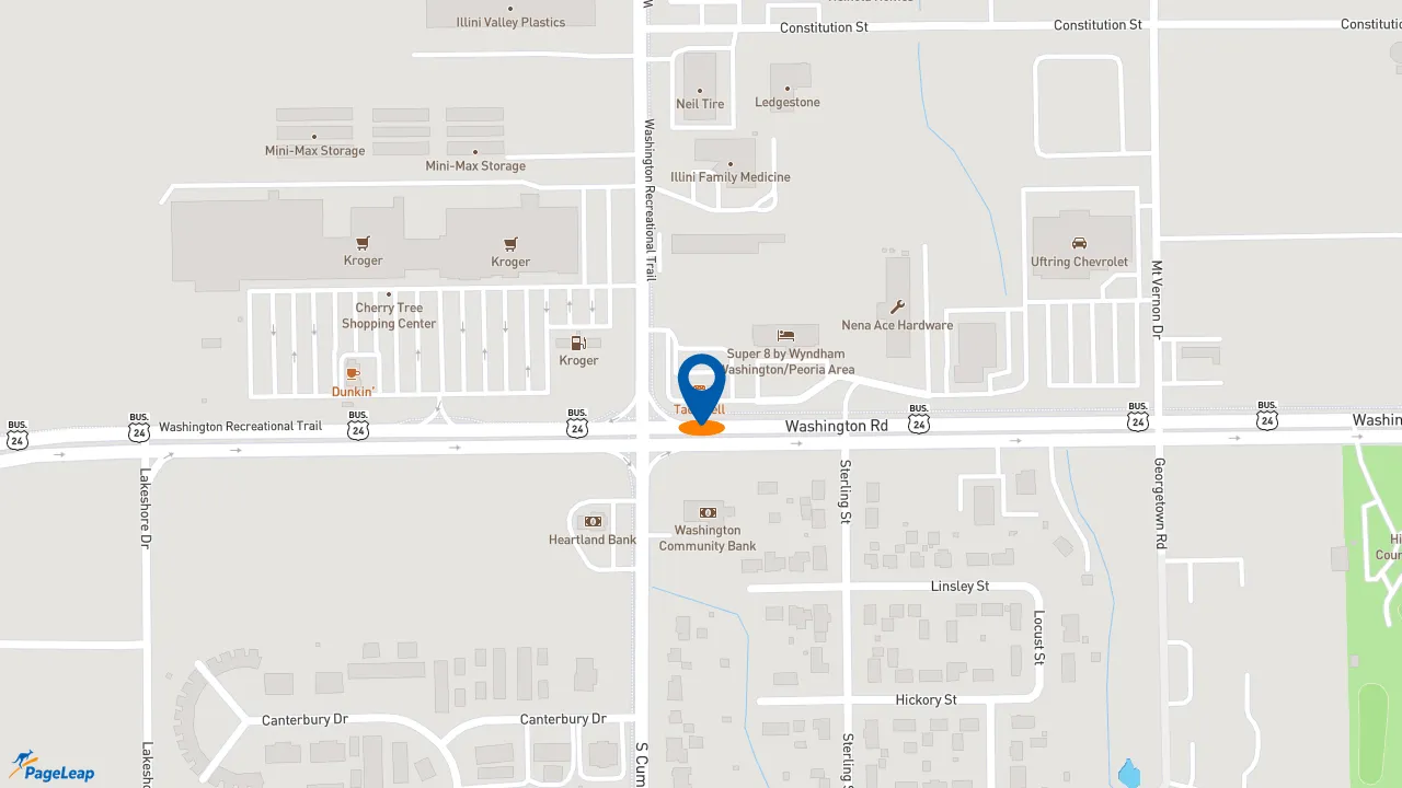 https://pageleap.com map showing location of Taco Bell in Washington.