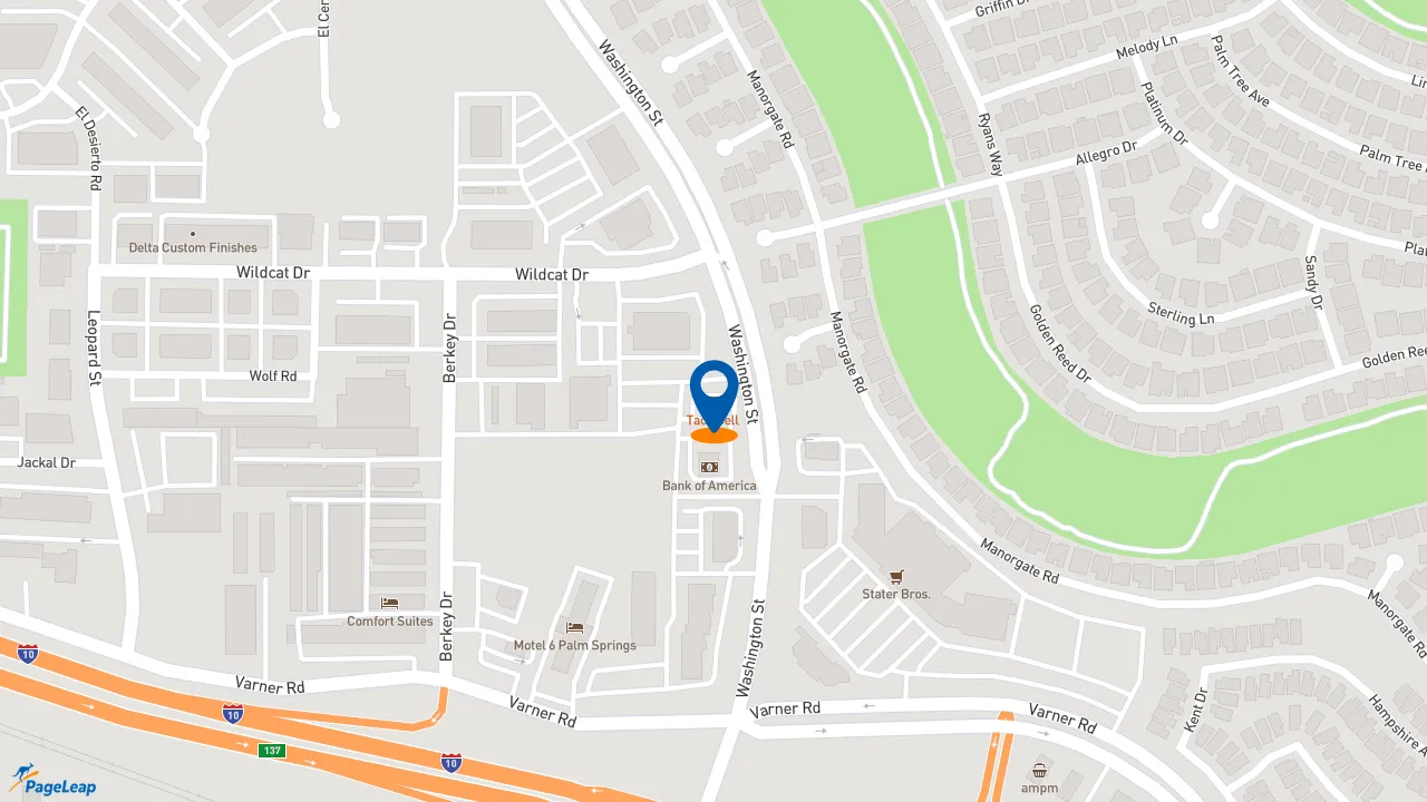 https://pageleap.com map showing location of Taco Bell in Palm Desert.