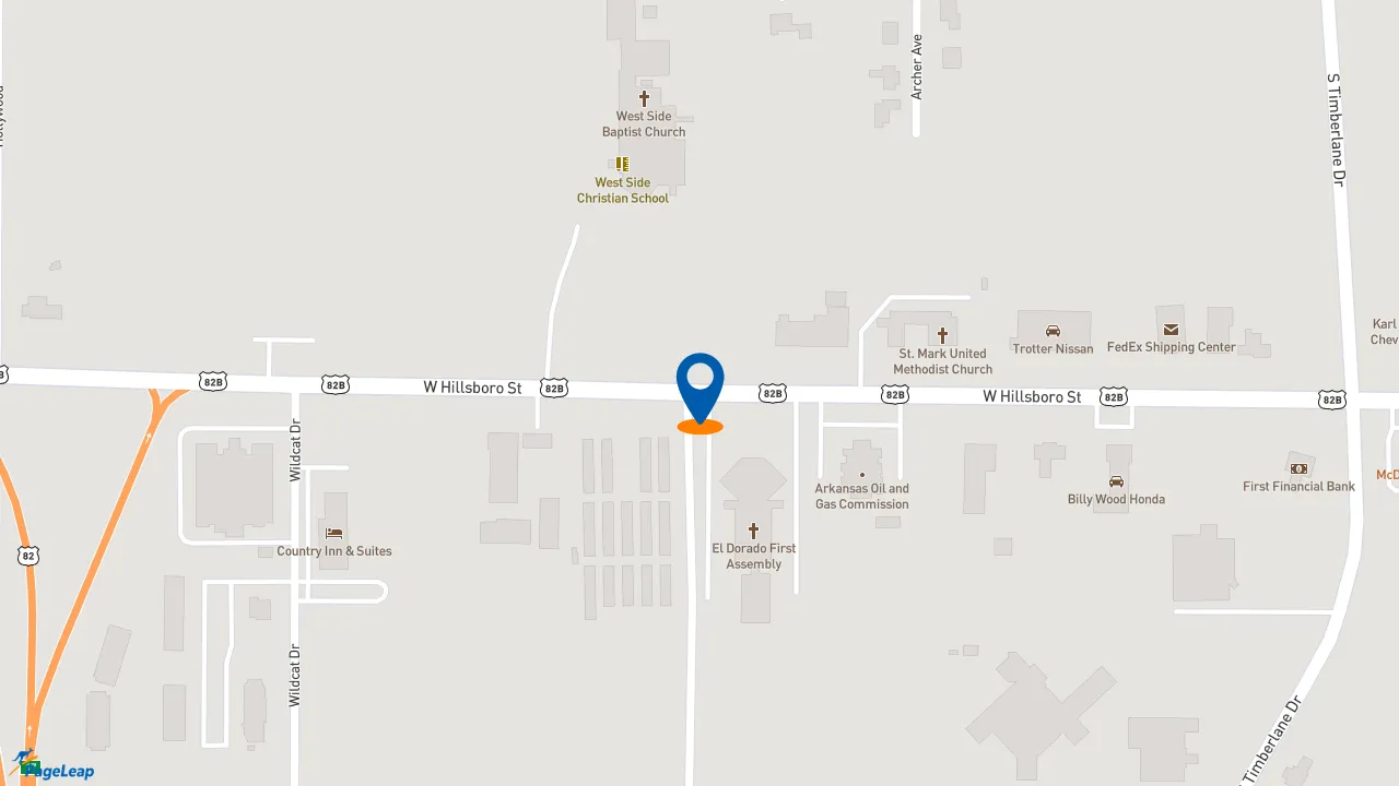 https://pageleap.com map showing location of Taco Bell in El Dorado.