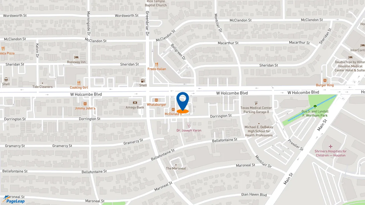 https://pageleap.com map showing location of Taco Bell in Houston.