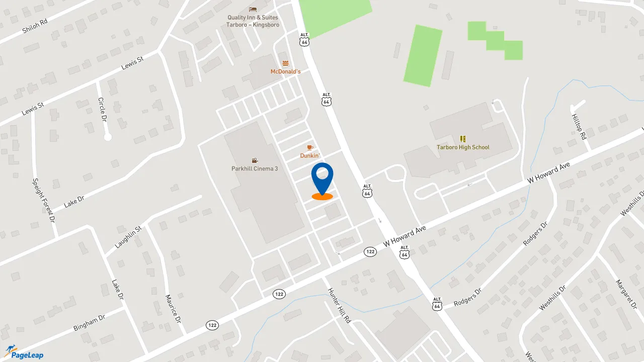 https://pageleap.com map showing location of Taco Bell in Tarboro.