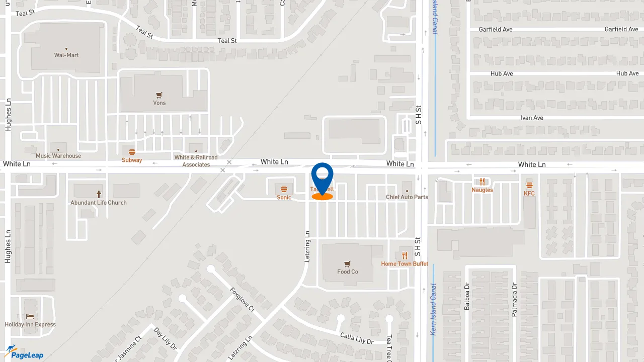 https://pageleap.com map showing location of Taco Bell in Bakersfield.