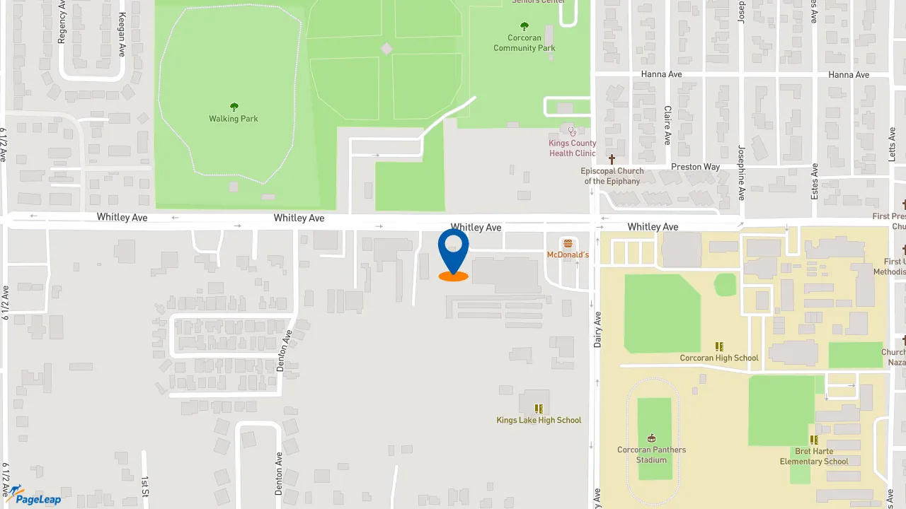 https://pageleap.com map showing location of Taco Bell in Corcoran.
