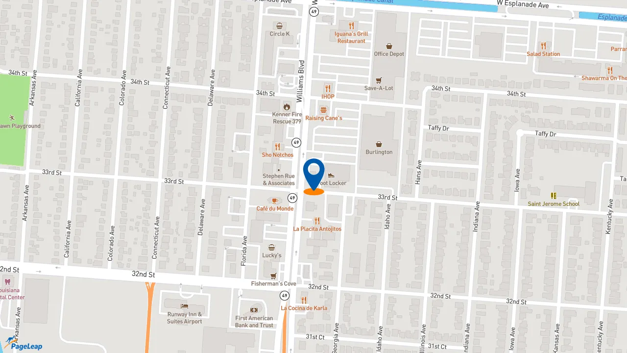 https://pageleap.com map showing location of Taco Bell in Kenner.