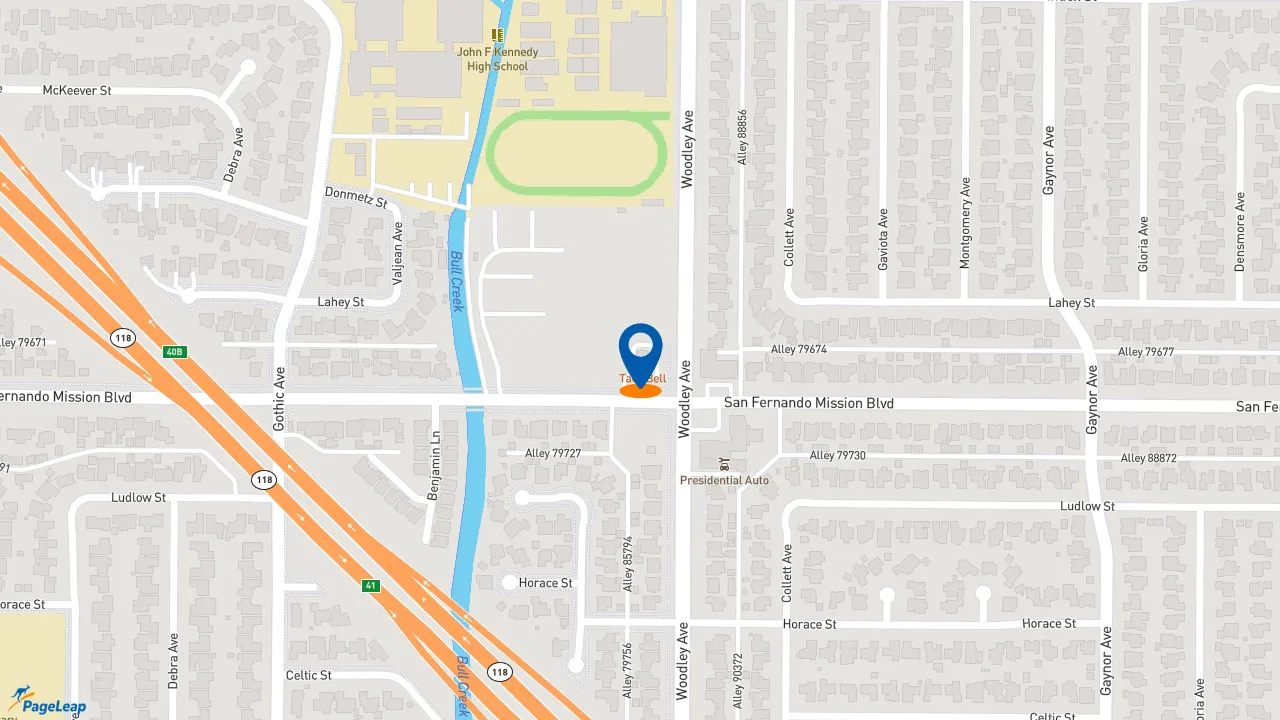 https://pageleap.com map showing location of Taco Bell in Los Angeles.