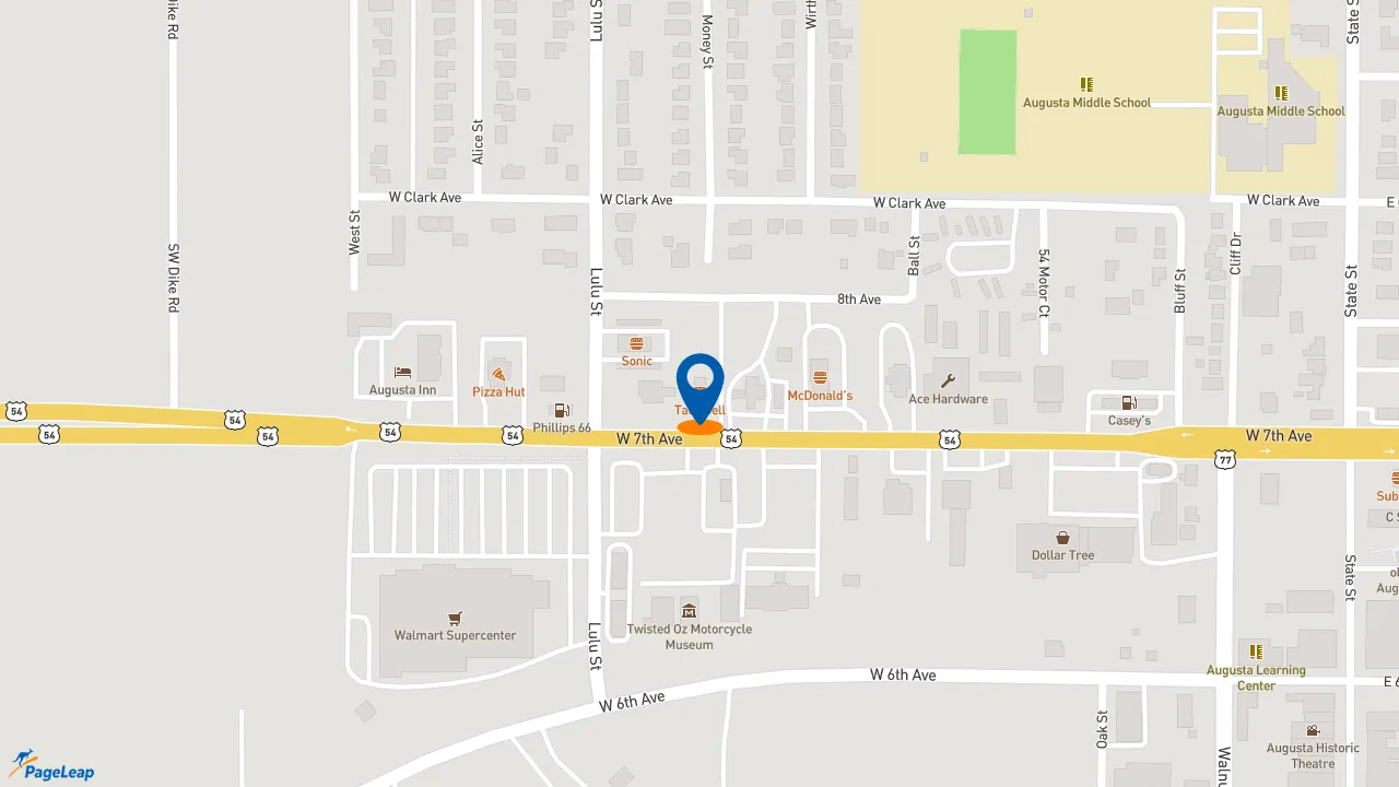 https://pageleap.com map showing location of Taco Bell in Augusta.
