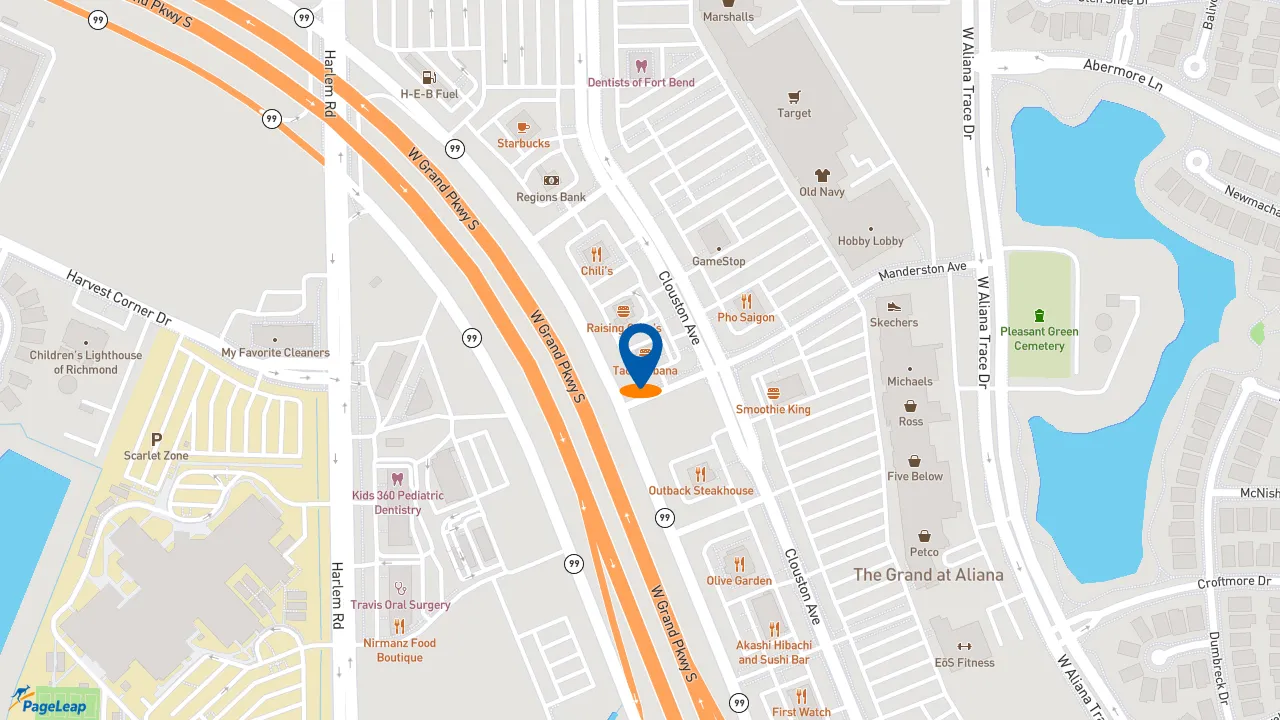 https://pageleap.com map showing location of Taco Cabana in Richmond.