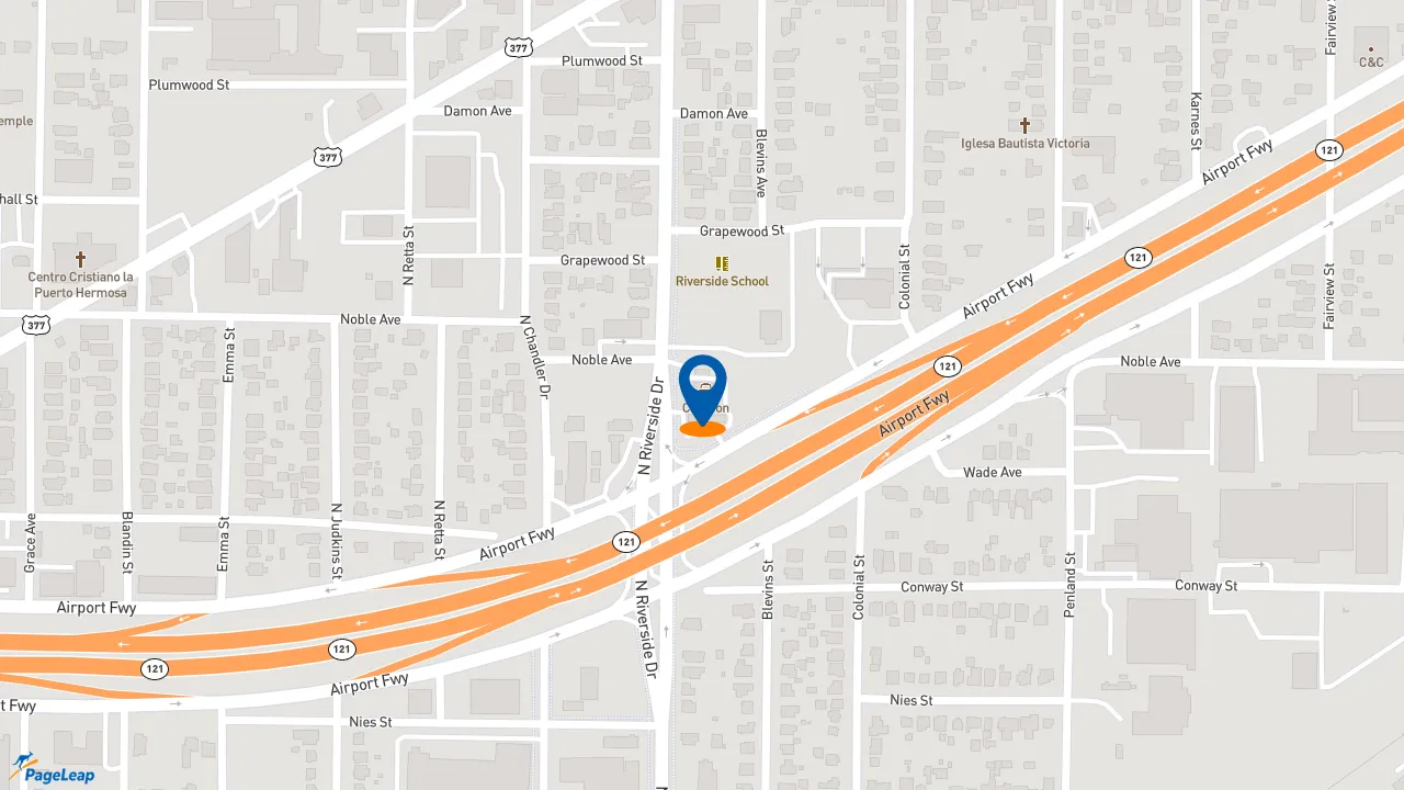 https://pageleap.com map showing location of Taco Casa in Fort Worth.