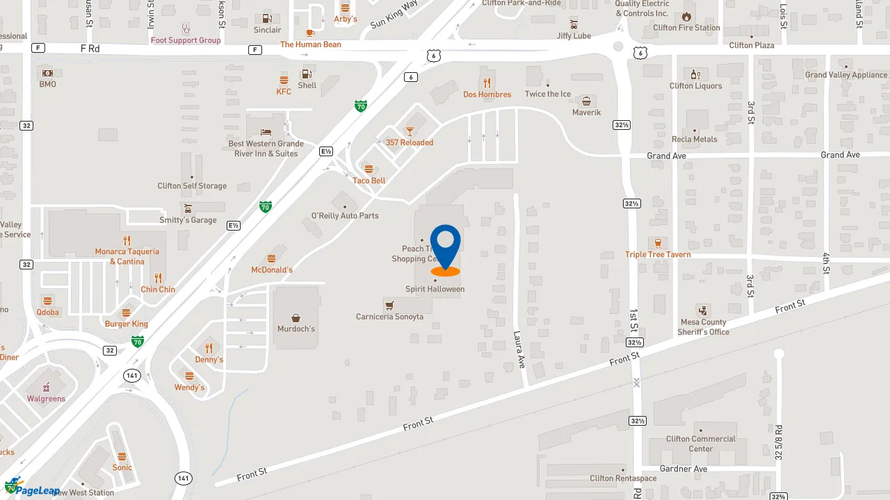 https://pageleap.com map showing location of Taco John&#039;s in Clifton.