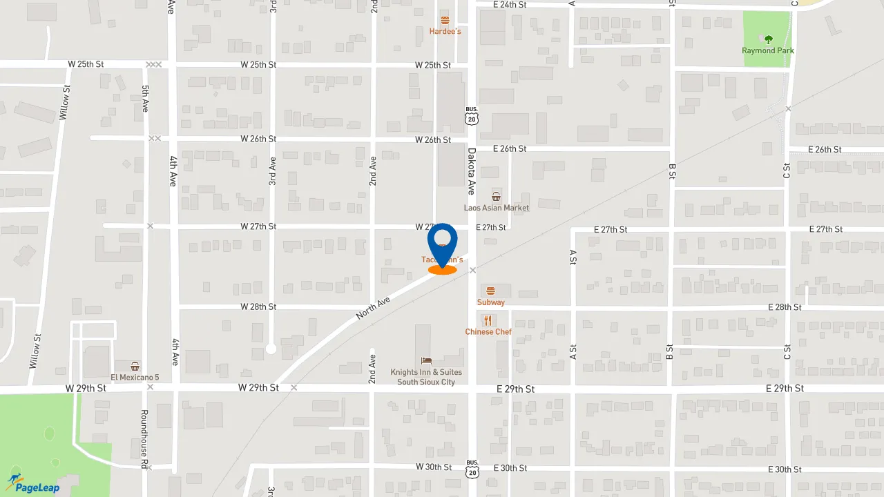 https://pageleap.com map showing location of Taco John&#039;s in South Sioux City.