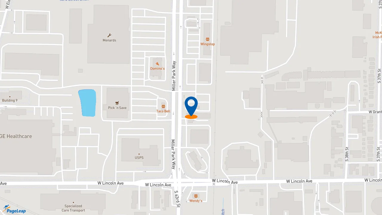 https://pageleap.com map showing location of Taco John&#039;s in West Milwaukee.