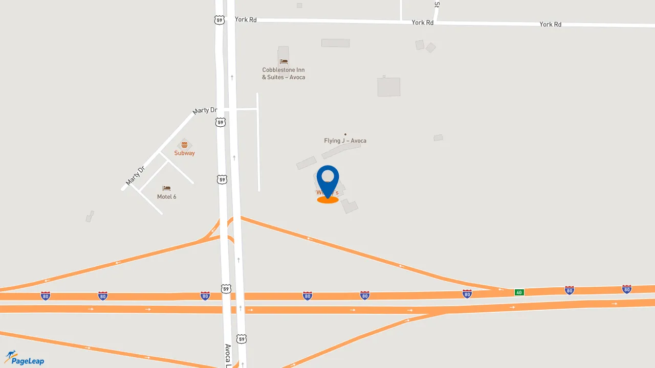 https://pageleap.com map showing location of Taco John&#039;s in Avoca.