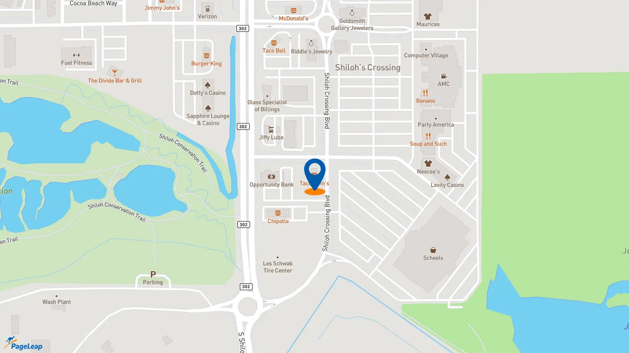 https://pageleap.com map showing location of Taco John&#039;s in Billings.
