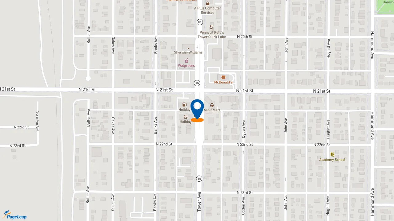 https://pageleap.com map showing location of Taco John&#039;s in Superior.