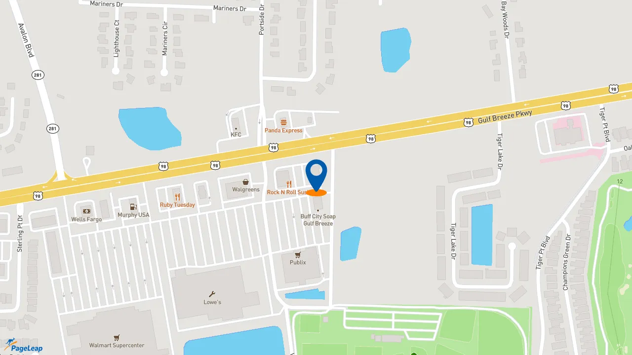 https://pageleap.com map showing location of Taco Mama - Gulf Breeze in Gulf Breeze.