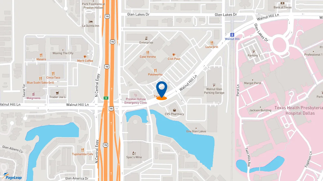 https://pageleap.com map showing location of Tacodeli in Dallas.