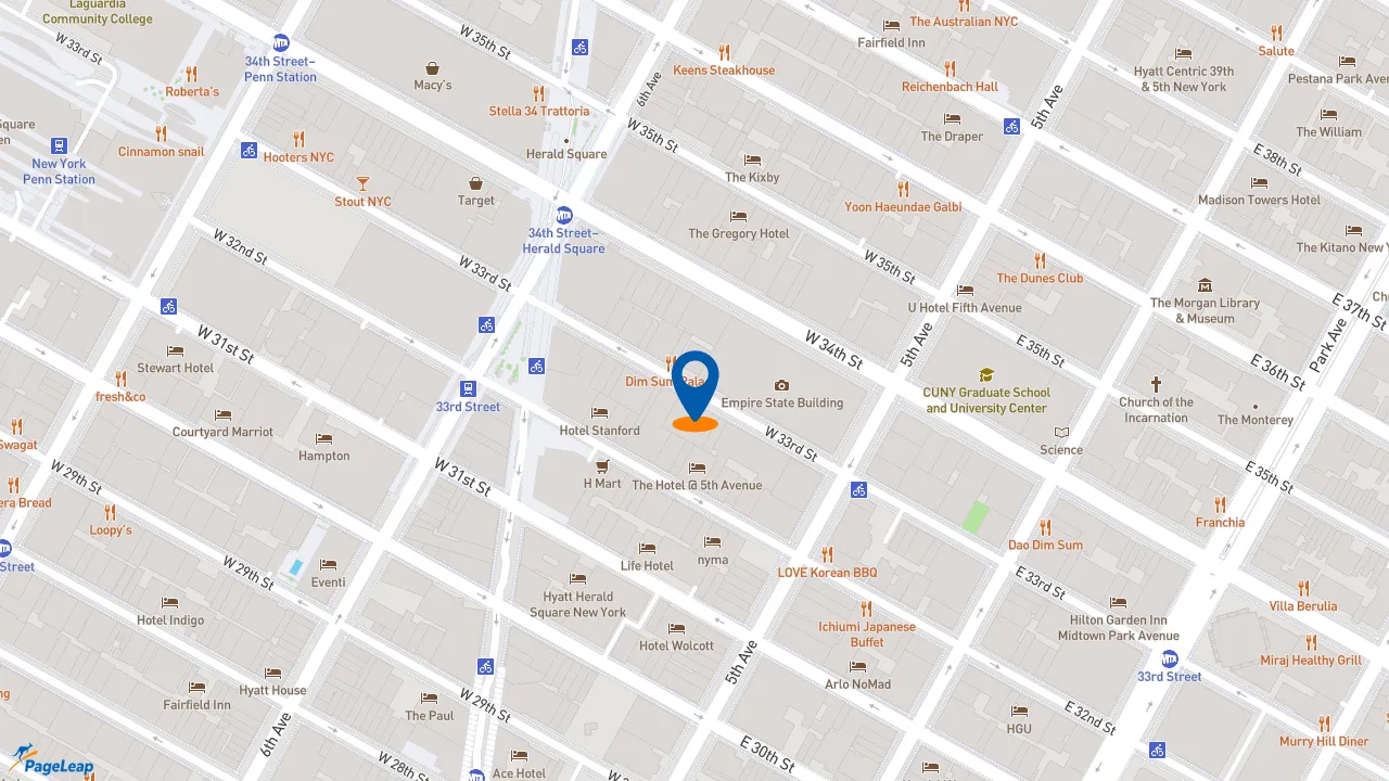 https://pageleap.com map showing location of Tacombi in New York.