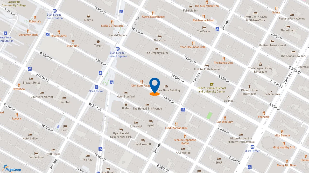 https://pageleap.com map showing location of Tacombi in New York.