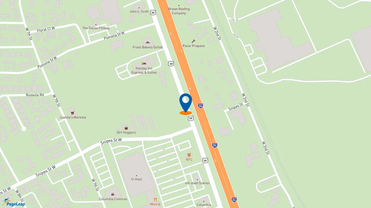 https://pageleap.com map showing location of TacoTime in The Dalles.