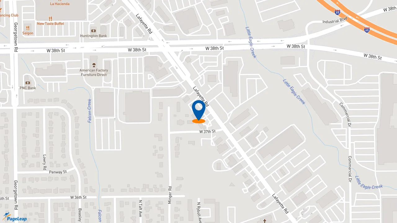 https://pageleap.com map showing location of Taqueria La Furia in Indianapolis.