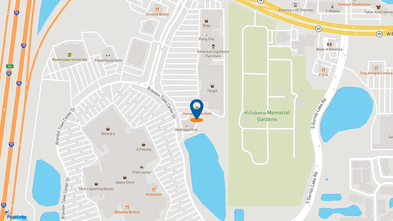 https://pageleap.com map showing location of The Honey Baked Ham Company in Brandon.