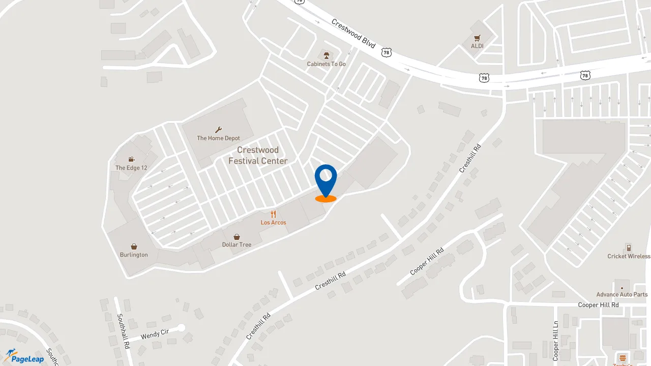 https://pageleap.com map showing location of The Honey Baked Ham Company in Birmingham.