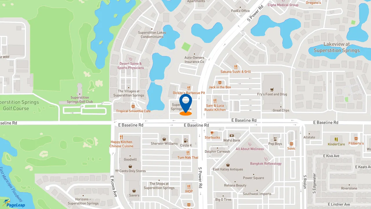 https://pageleap.com map showing location of The Honey Baked Ham Company in Mesa.