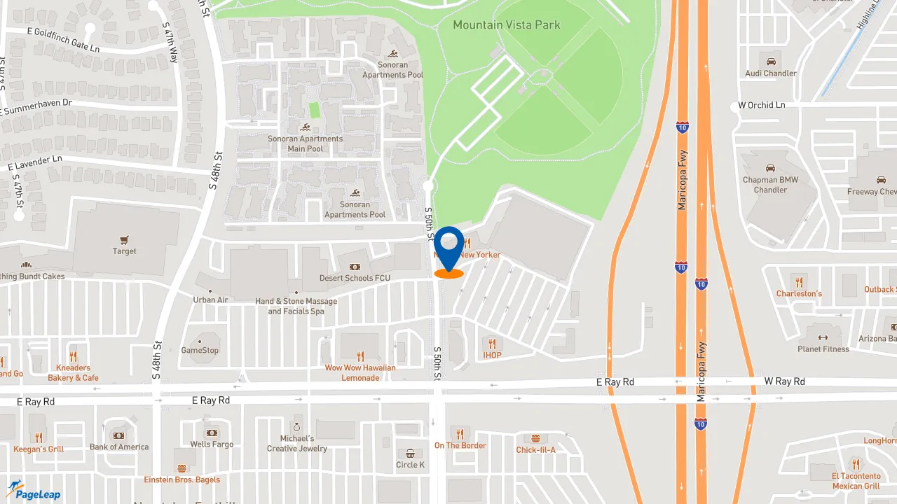 https://pageleap.com map showing location of The Honey Baked Ham Company in Phoenix.