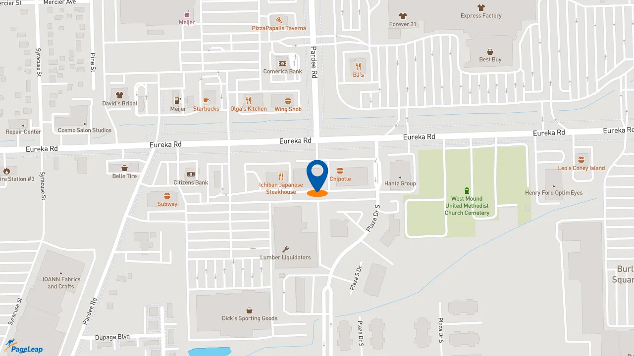 https://pageleap.com map showing location of The Honey Baked Ham Company in Taylor.