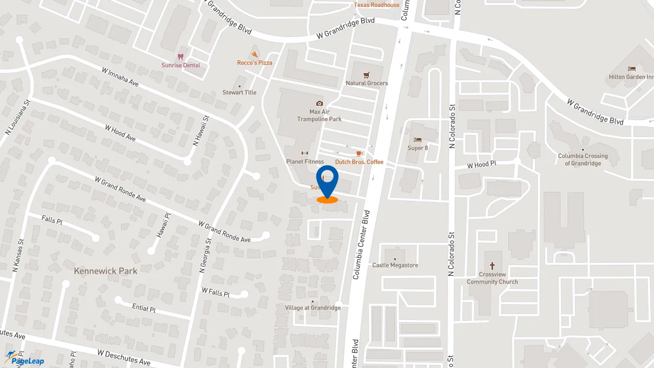 https://pageleap.com map showing location of The Honey Baked Ham Company in Kennewick.