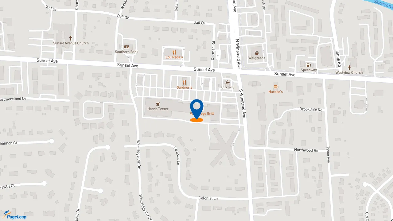 https://pageleap.com map showing location of The Honey Baked Ham Company in Rocky Mount.