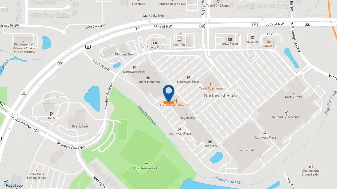 https://pageleap.com map showing location of The Honey Baked Ham Company in Rochester.