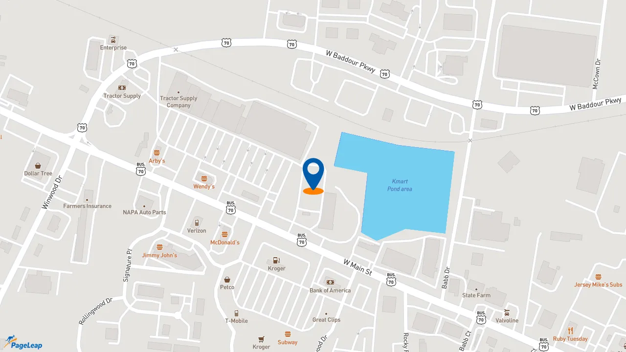 https://pageleap.com map showing location of The Honey Baked Ham Company in Lebanon.