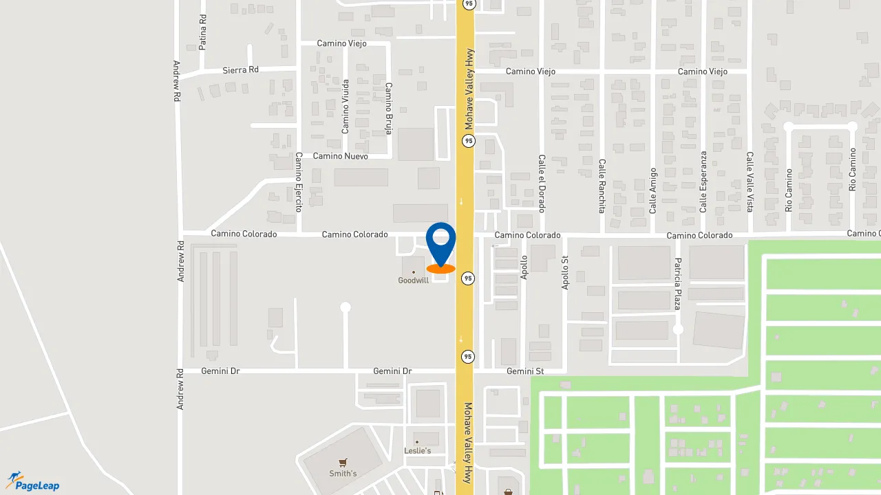 https://pageleap.com map showing location of The Human Bean in Fort Mohave.